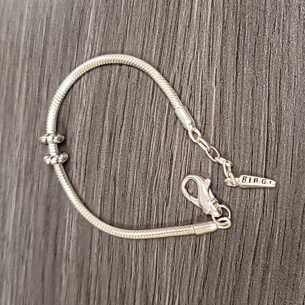 Carlo Biagi 925 Sterling Silver Charm Bracelet w/2 stoppers